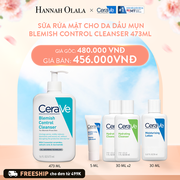  A165_DEAL 4 SỮA RỬA MẶT CHO DA DẦU MỤN CERAVE BLEMISH CONTROL CLEANSER 473ML 
