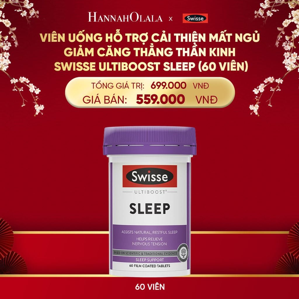  DEAL 4: VIÊN UỐNG HỖ TRỢ CẢI THIỆN MẤT NGỦ GIẢM CĂNG THẲNG THẦN KINH SWISSE ULTIBOOST SLEEP (60 VIÊN) 