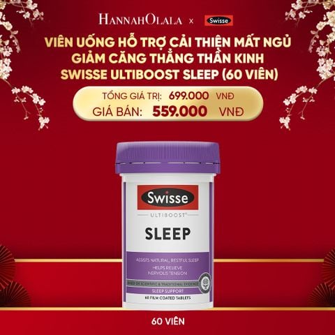  DEAL 4: VIÊN UỐNG HỖ TRỢ CẢI THIỆN MẤT NGỦ GIẢM CĂNG THẲNG THẦN KINH SWISSE ULTIBOOST SLEEP (60 VIÊN) 