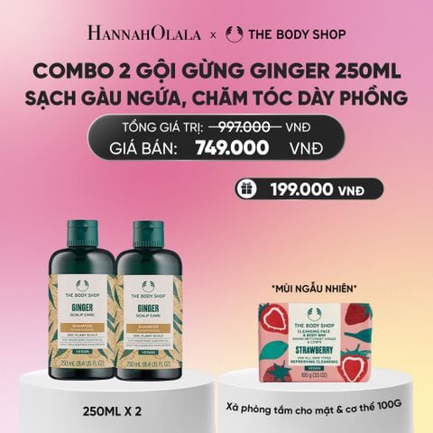  COMBO CHĂM TÓC DÀY PHỒNG, GIẢM GÃY RỤNG, SẠCH GÀU NGỨA GINGER 250ML - 2X DẦU GỘI 