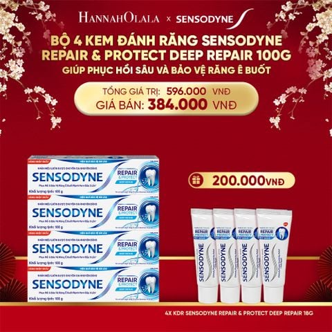  DEAL 4: BỘ 4 KEM ĐÁNH RĂNG SENSODYNE REPAIR & PROTECT DEEP REPAIR 100G GIÚP PHỤC HỒI SÂU VÀ BẢO VỆ RĂNG Ê BUỐT 