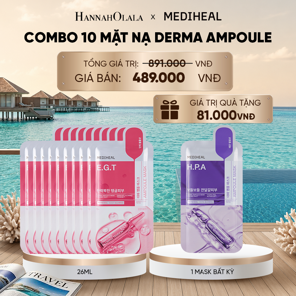  MEDIHEAL MẶT NẠ DERMA AMPOULE MASK 26ML (COMBO 10 MIẾNG) BẤT KỲ_ D1268 