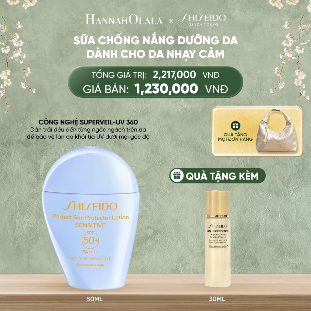  DEAL 4: SỮA CHỐNG NẮNG CHO DA NHẠY CẢM SHISEIDO GSC PERFECT SUN PROTECTOR LOTION SENSITIVE SPF50+ 50ML 