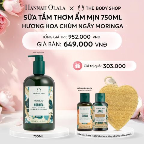  E950: DEAL 4: SỮA TẮM DƯỠNG ẨM DA HƯƠNG HOA CHÙM NGÂY MORINGA SHOWER GEL 750ML 