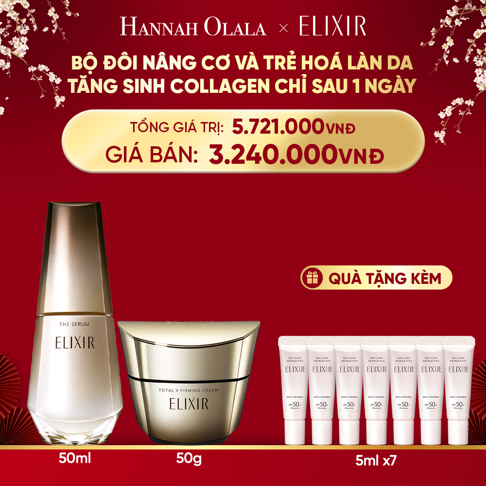  A277_DEAL 4: COMBO SERUM KÍCH HOẠT TRẺ HÓA LÀN DA EIS THE SERUM AA 50ML & KEM DƯỠNG CẢI THIỆN CHẢY XỆ NGĂN NGỪA LÃO HÓA ELIXIR TOTAL V FIRMING CREAM 50G 