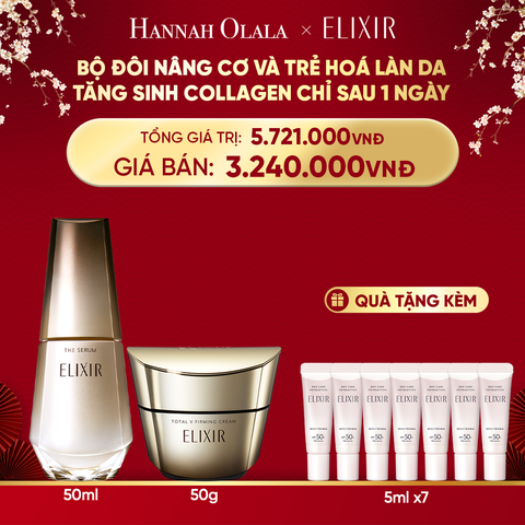  A277_DEAL 4: COMBO SERUM KÍCH HOẠT TRẺ HÓA LÀN DA EIS THE SERUM AA 50ML & KEM DƯỠNG CẢI THIỆN CHẢY XỆ NGĂN NGỪA LÃO HÓA ELIXIR TOTAL V FIRMING CREAM 50G 