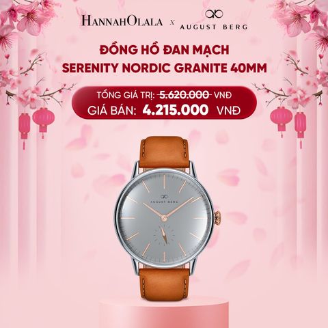  DEAL 4: ĐỒNG HỒ ĐAN MẠCH AUGUST BERG - MẶT SERENITY NORDIC GRANITE 40MM - DÂY DA Ý 