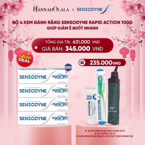  DEAL 4: [FLASH DEAL] BỘ 4 KEM ĐÁNH RĂNG SENSODYNE RAPID ACTION 100G GIÚP GIẢM Ê BUỐT NHANH 