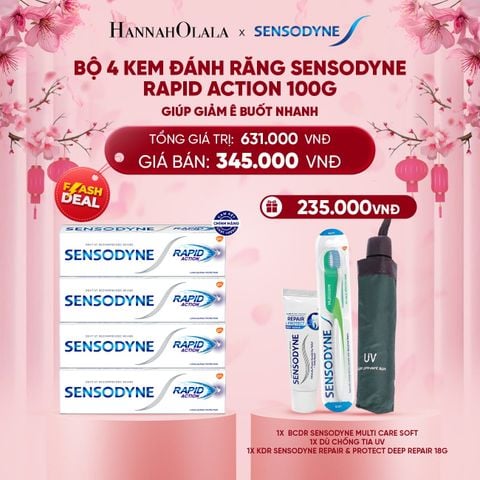  A757_DEAL 4: [FLASH DEAL] BỘ 4 KEM ĐÁNH RĂNG SENSODYNE RAPID ACTION 100G GIÚP GIẢM Ê BUỐT NHANH 