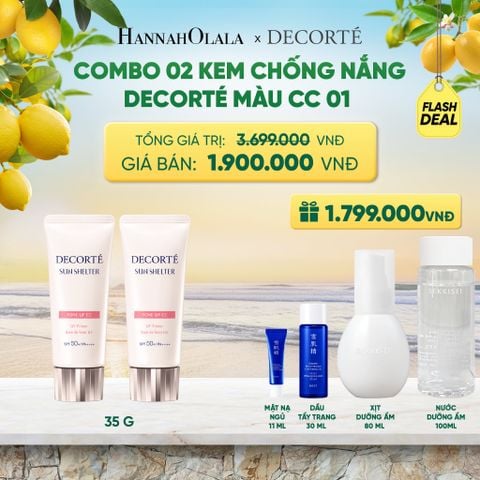 [FLASH DEAL 4]: COMBO 02 KEM CHỐNG NẮNG HIỆU CHỈNH TONE DA DECORTÉ SUN SHELTER 