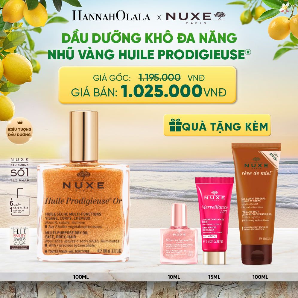  DẦU DƯỠNG KHÔ ĐA NĂNG ÁNH NHŨ NUXE HUILE PRODIGIEUSE® SHIMMERING 100ML - A621 