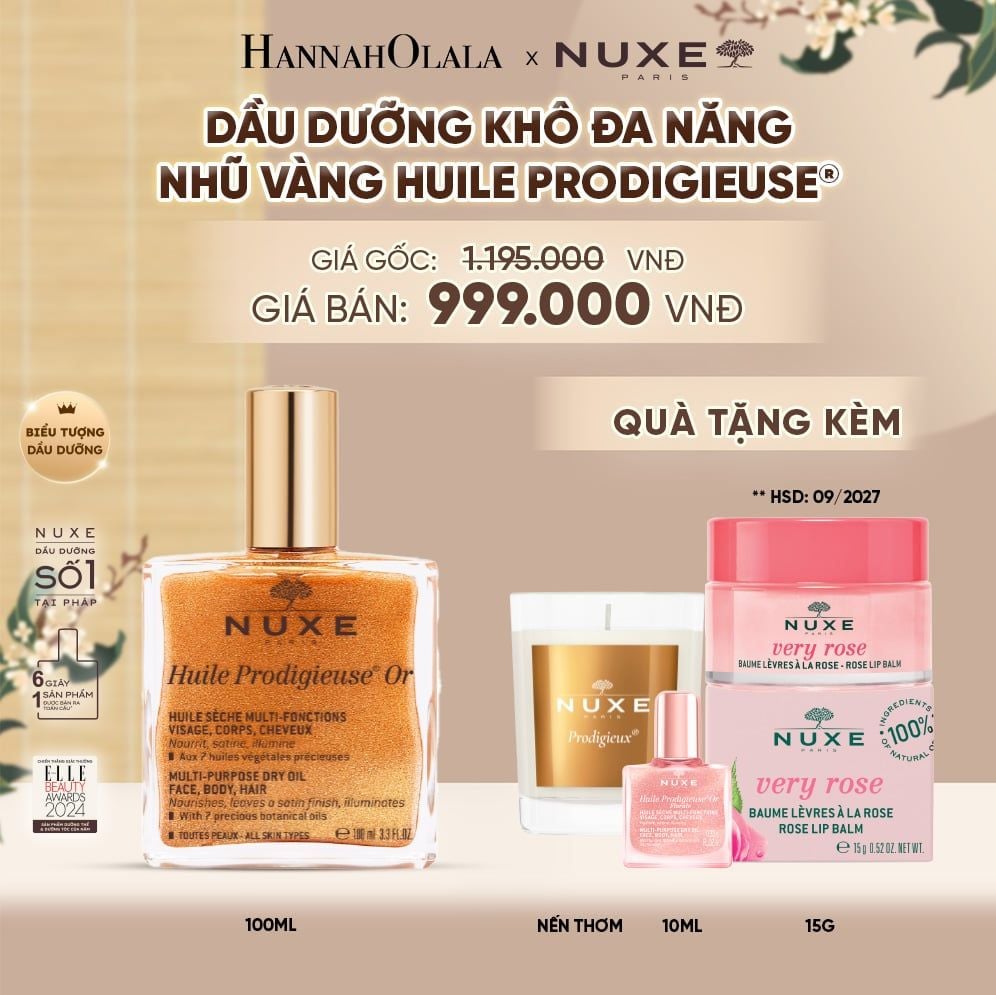  DẦU DƯỠNG KHÔ ĐA NĂNG ÁNH NHŨ NUXE HUILE PRODIGIEUSE® SHIMMERING 100ML - A5057 