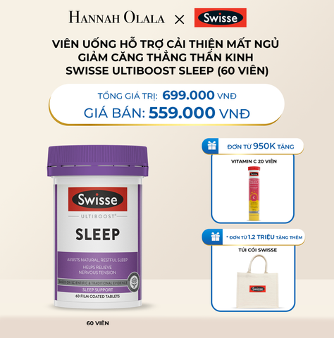  DEAL 4: VIÊN UỐNG HỖ TRỢ CẢI THIỆN MẤT NGỦ GIẢM CĂNG THẲNG THẦN KINH SWISSE ULTIBOOST SLEEP (60 VIÊN) 