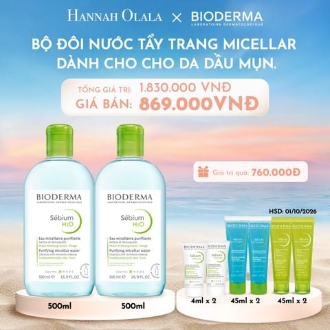  C651_DEAL 4: BỘ ĐÔI NƯỚC TẨY TRANG CÔNG NGHỆ MICELLAR LÀM SẠCH CHO DA DẦU,MỤN 