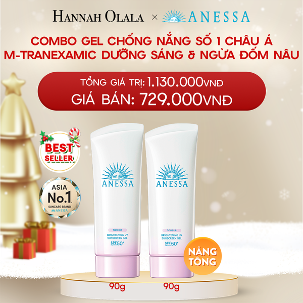  A654_DEAL 4: COMBO GEL CHỐNG NẮNG DƯỠNG SÁNG NÂNG TÔNG & HIỆU CHỈNH SẮC TÍM ANESSA BRIGHTENING GEL SPF50+ PA++++ 90GX2 