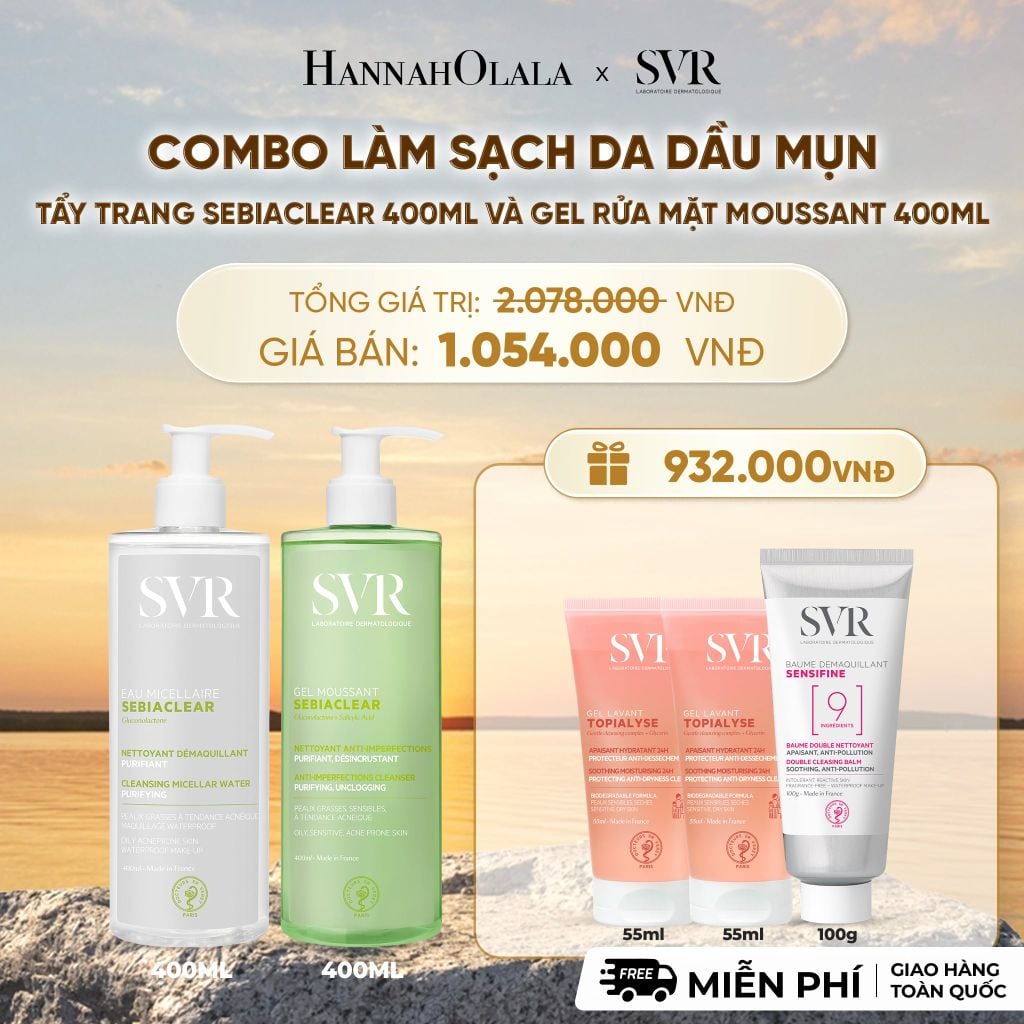  COMBO LÀM SẠCH DA DẦU MỤN TẨY TRANG SEBIACLEAR 400ML VÀ GEL RỬA MẶT MOUSSANT 400ML - DEAL 4 - B504 