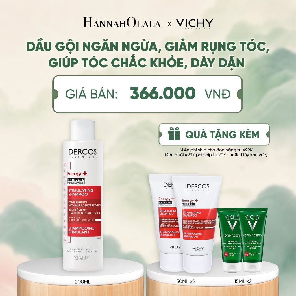  DẦU GỘI NGĂN NGỪA, GIẢM RỤNG TÓC, GIÚP TÓC CHẮC KHỎE, DÀY DẶN VICHY DERCOS HAIRLOSS 200ML - A1167 
