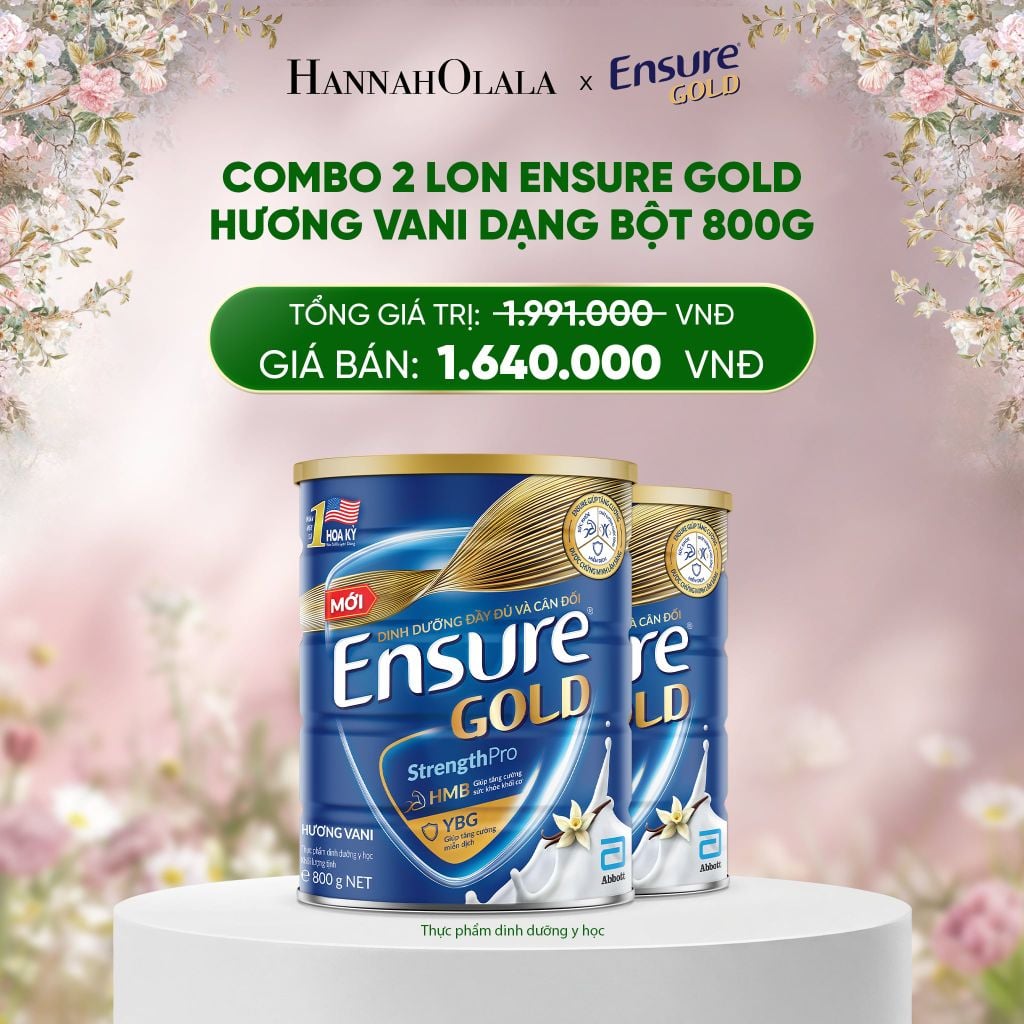  DEAL 4: COMBO 2 LON ENSURE GOLD HƯƠNG VANI DẠNG BỘT 800G 
