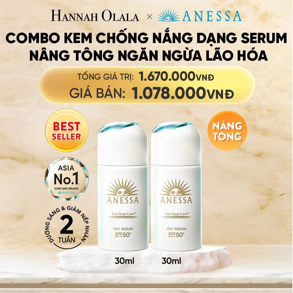  COMBO SERUM CHỐNG NẮNG DƯỠNG DA NÂNG TÔNG NGĂN NGỪA LÃO HÓA ANESSA DAY SERUM SPF50+ PA++++ 30MLX2 - DEAL 4 