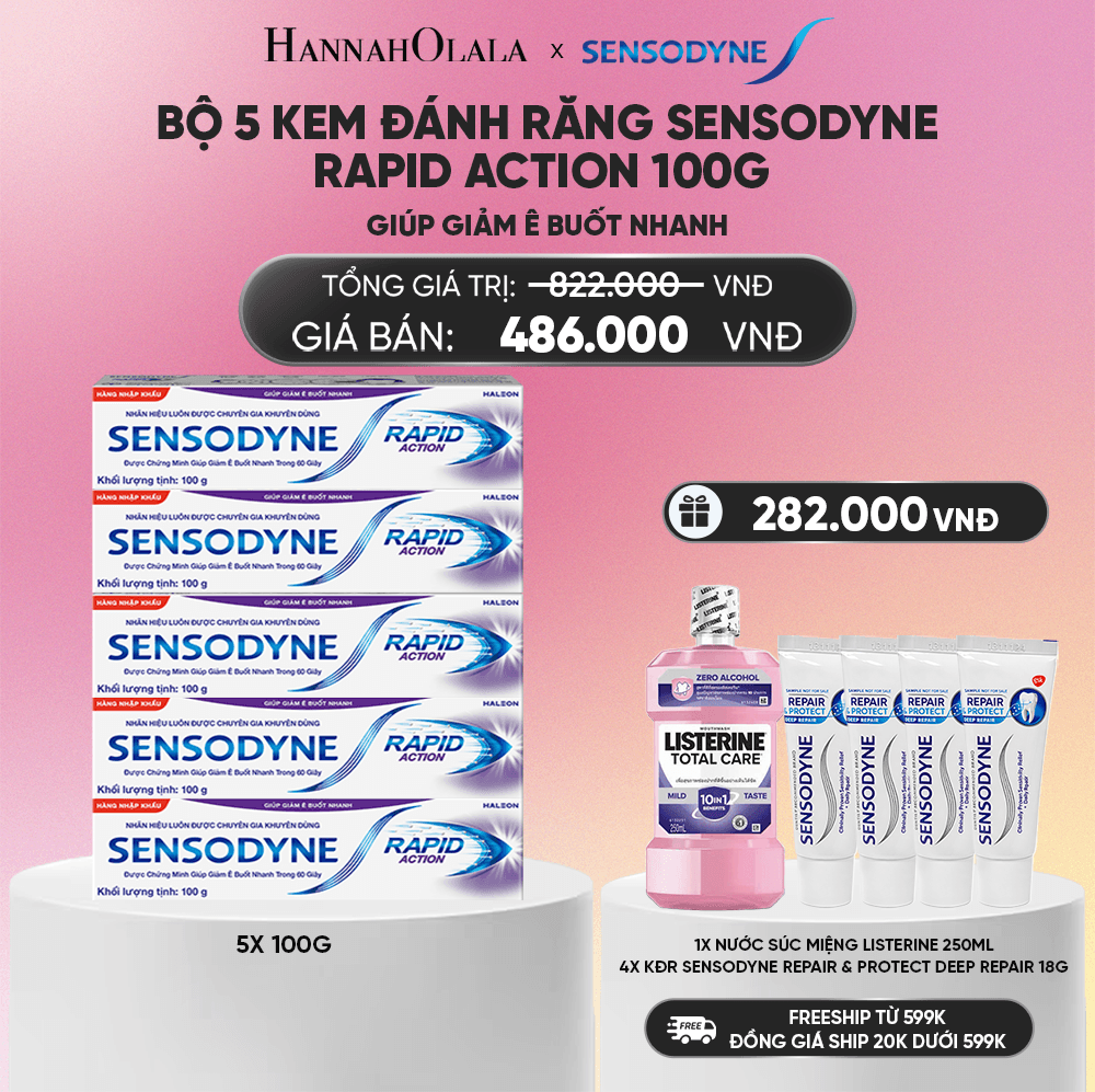  BỘ 5 KEM ĐÁNH RĂNG SENSODYNE RAPID ACTION 100G GIÚP GIẢM Ê BUỐT NHANH_A566 