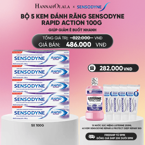 BỘ 5 KEM ĐÁNH RĂNG SENSODYNE RAPID ACTION 100G GIÚP GIẢM Ê BUỐT NHANH_A566 