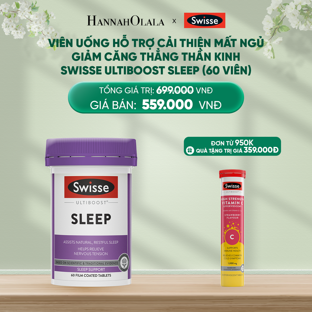 DEAL 4: VIÊN UỐNG HỖ TRỢ CẢI THIỆN MẤT NGỦ GIẢM CĂNG THẲNG THẦN KINH SWISSE ULTIBOOST SLEEP (60 VIÊN) 