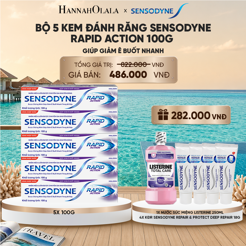  BỘ 5 KEM ĐÁNH RĂNG SENSODYNE RAPID ACTION 100G GIÚP GIẢM Ê BUỐT NHANH_ D145 