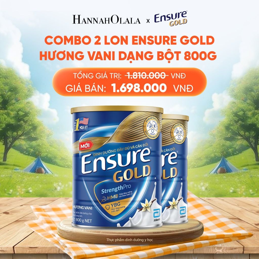  COMBO 2 LON ENSURE GOLD HƯƠNG VANI DẠNG BỘT 800G DEAL 4: 