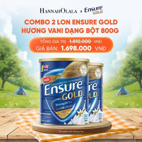  COMBO 2 LON ENSURE GOLD HƯƠNG VANI DẠNG BỘT 800G DEAL 4: 