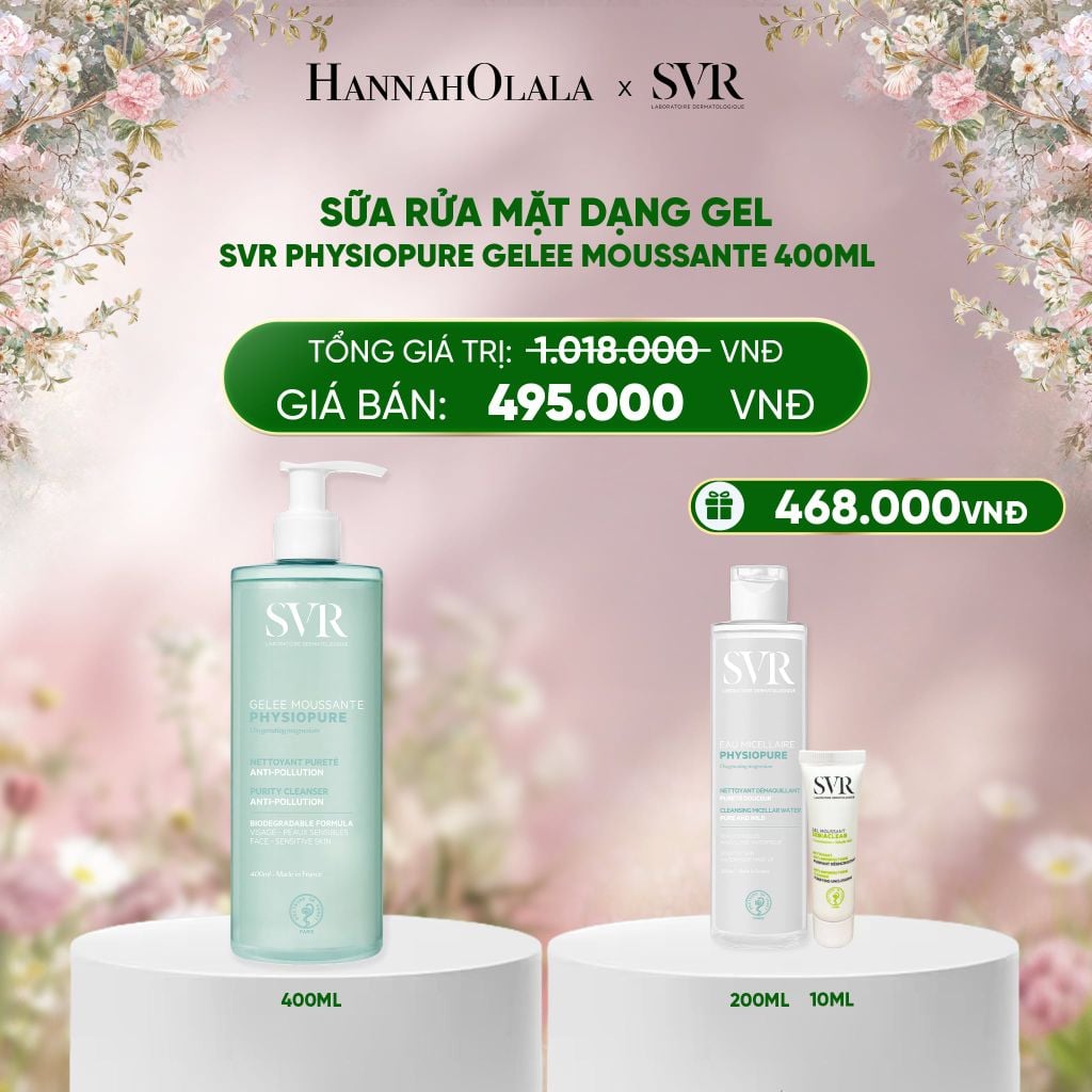  DEAL 04: SỮA RỬA MẶT DẠNG GEL CHO DA NHẠY CẢM SVR PHYSIOPURE GELEE MOUSSANTE 400ML 