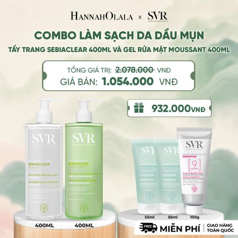  COMBO LÀM SẠCH DA DẦU MỤN TẨY TRANG SEBIACLEAR 400ML VÀ GEL RỬA MẶT MOUSSANT 400ML - DEAL 4 - A1339 