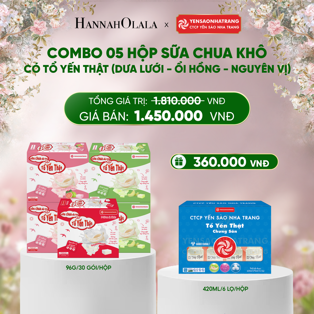  E44_DEAL 4: COMBO 05 SỮA CHUA KHÔ CÓ TỔ YẾN THẬT 96G 