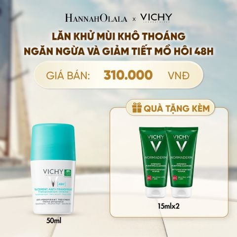  LĂN KHỬ MÙI VICHY KHÔ THOÁNG, NGĂN NGỪA VÀ GIẢM TIẾT MỒ HÔI 48H, KHÔNG GÂY KÍCH ỨNG, SẠM DA 50ML - A181 