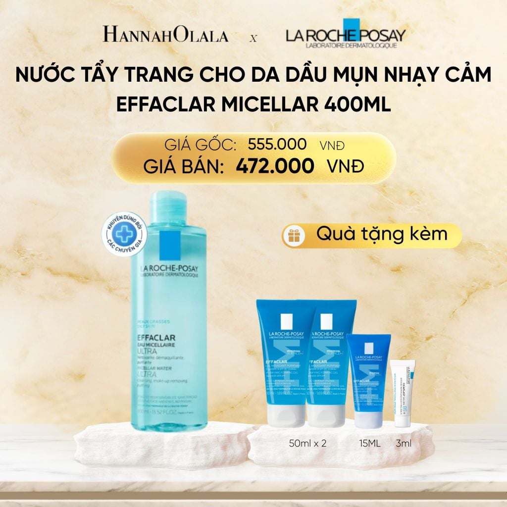  DEAL 4: NƯỚC TẨY TRANG CHO DA DẦU MỤN NHẠY CẢM EFFACLAR MICELLAR 400ML 