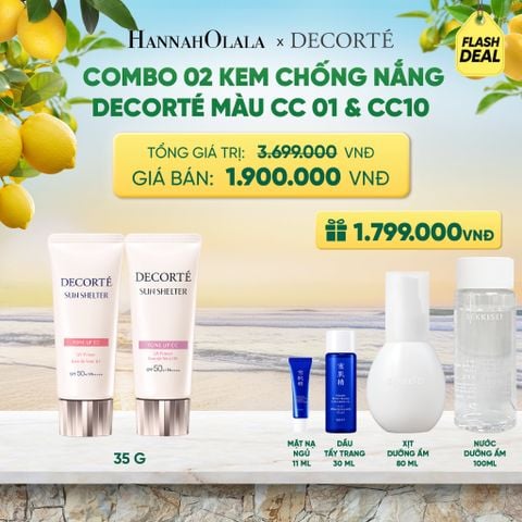  [FLASH DEAL 4]: COMBO 02 KEM CHỐNG NẮNG HIỆU CHỈNH TONE DA DECORTÉ SUN SHELTER 