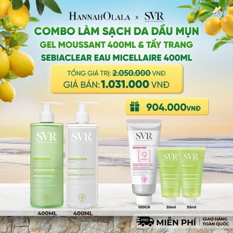  COMBO LÀM SẠCH DA DẦU MỤN GEL MOUSSANT 400ML VÀ TẨY TRANG SEBIACLEAR EAU MICELLAIRE 400ML - DEAL 04 