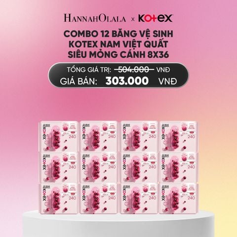  COMBO 12 BĂNG VỆ SINH KOTEX NAM VIỆT QUẤT SIÊU MỎNG CÁNH 8X36_A1319 
