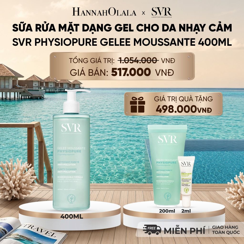  SỮA RỬA MẶT DẠNG GEL CHO DA NHẠY CẢM SVR PHYSIOPURE GELEE MOUSSANTE 400ML - DEAL 04 