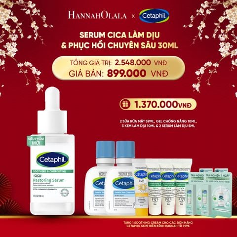  DEAL 4: TINH CHẤT LÀM DỊU VÀ PHỤC HỒI CHUYÊN SÂU CETAPHIL SOOTHING AND COMFORTING CICA RESTORING SERUM 30ML 