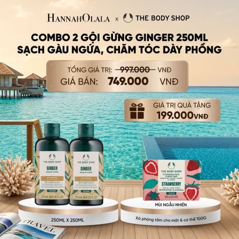  COMBO CHĂM TÓC DÀY PHỒNG, GIẢM GÃY RỤNG, SẠCH GÀU NGỨA GINGER 250ML - 2X DẦU GỘI_ D543 