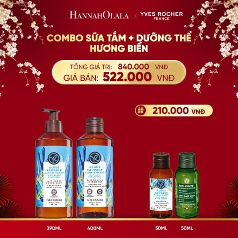 DEAL 5: COMBO SỮA TẮM + DƯỠNG THỂ HƯƠNG BIỂN TẶNG MINI SỮA TẮM HƯƠNG BIỂN + DẦU GỘI GIẢM TÓC GÃY RỤNG 