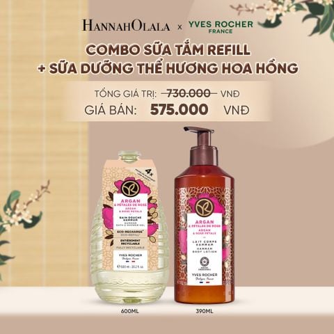  COMBO SỮA TẮM REFILL + SỮA DƯỠNG THỂ HƯƠNG HOA HỒNG - A2258 