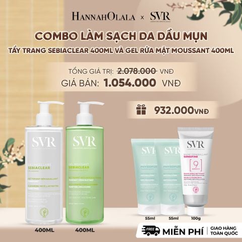  COMBO LÀM SẠCH DA DẦU MỤN TẨY TRANG SEBIACLEAR 400ML VÀ GEL RỬA MẶT MOUSSANT 400ML - DEAL 4 - A2017 