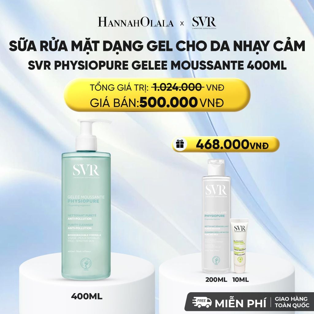  SỮA RỬA MẶT DẠNG GEL CHO DA NHẠY CẢM SVR PHYSIOPURE GELEE MOUSSANTE 400ML - DEAL 04 