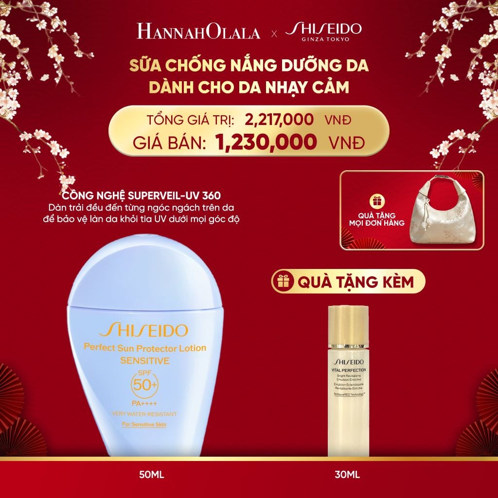  DEAL 4: SỮA CHỐNG NẮNG CHO DA NHẠY CẢM SHISEIDO GSC PERFECT SUN PROTECTOR LOTION SENSITIVE SPF50+ 50ML 