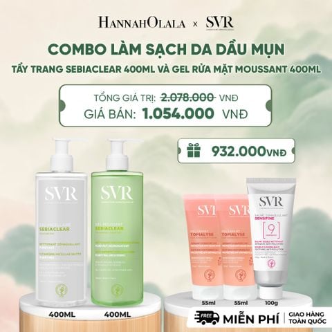  COMBO LÀM SẠCH DA DẦU MỤN TẨY TRANG SEBIACLEAR 400ML VÀ GEL RỬA MẶT MOUSSANT 400ML - DEAL 4 - A1339 