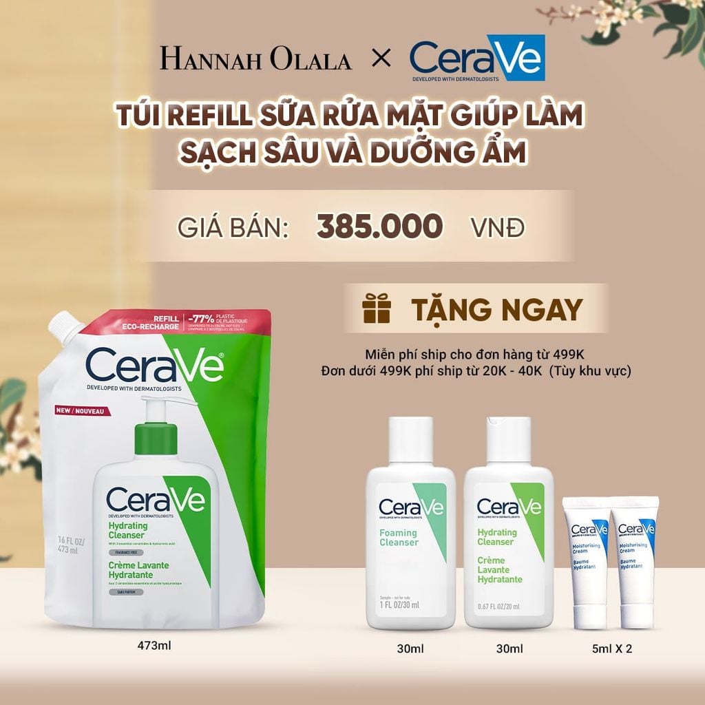  TÚI REFILL SỮA RỬA MẶT GIÚP LÀM SẠCH SÂU VÀ DƯỠNG ẨM CERAVE HYDRATING CLEANSER 473ML - A914 