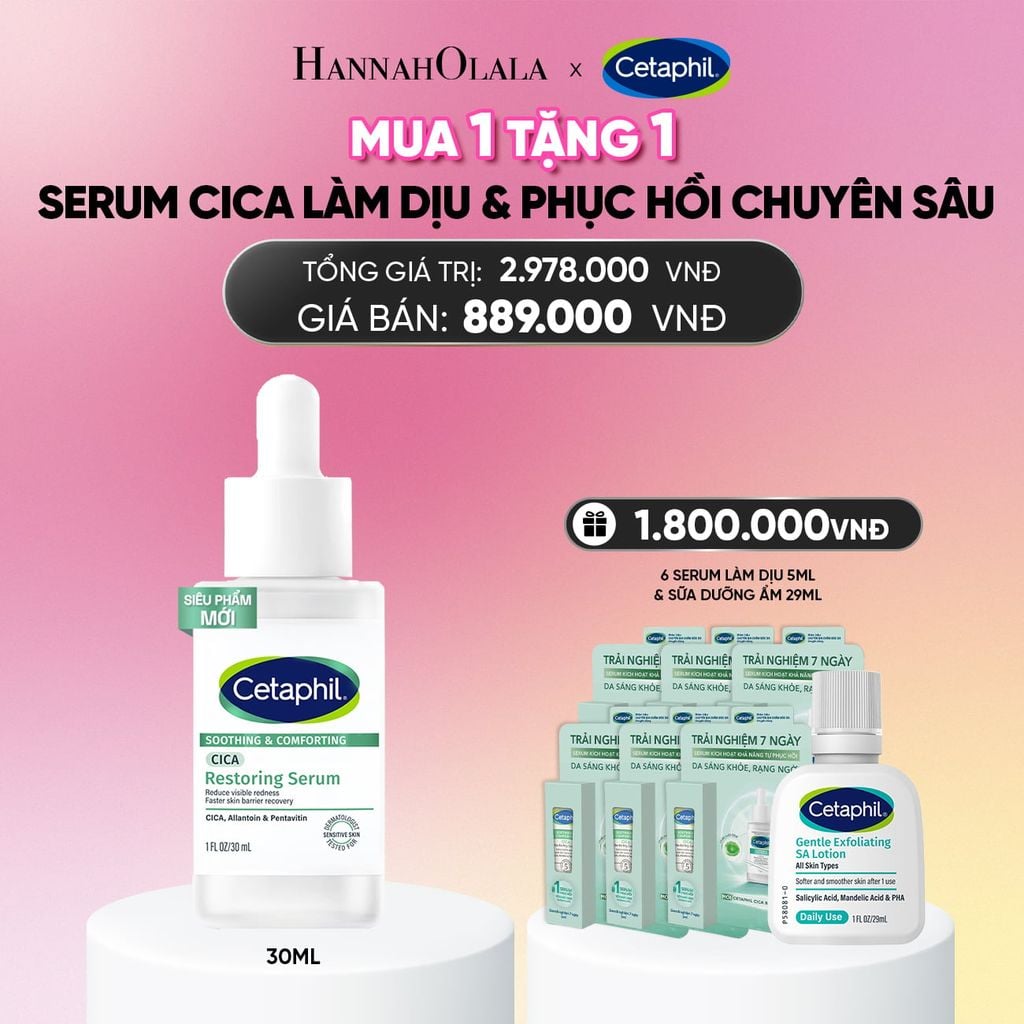  DEAL 4: TINH CHẤT LÀM DỊU VÀ PHỤC HỒI CHUYÊN SÂU CETAPHIL SOOTHING AND COMFORTING CICA RESTORING SERUM 30ML_ A1937 