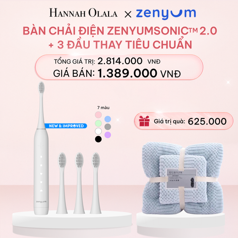  E962_DEAL 4: BỘ BÀN CHẢI ĐIỆN ZENYUM SONIC MỚI 2.0 + 3 ĐẦU THAY TIÊU CHUẨN 