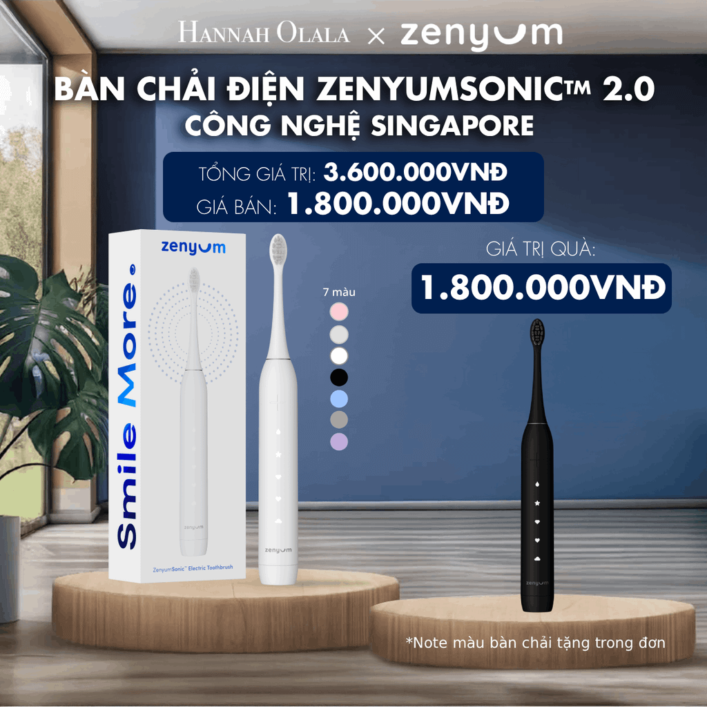  [MUA 1 TẶNG 1] BÀN CHẢI ĐIỆN ZENYUM SONIC 2.0 - CÔNG NGHỆ SINGAPORE (NOTE MÀU BÀN CHẢI TẶNG TRONG ĐƠN) 